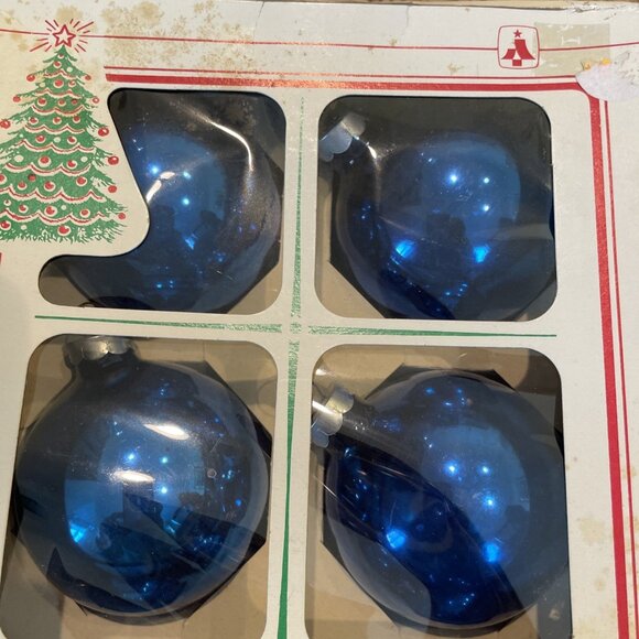 VTG Essex Franke Glass Christmas Tree Ornaments Silver Blue Set of 12 USA 60s - Picture 9 of 12